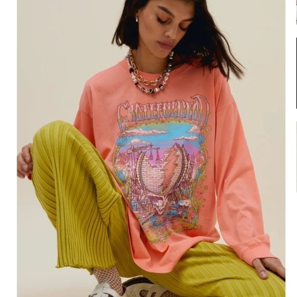 The Grateful Dead Daydreamer Women's Merch Long Sleeve T-Shirt In Coral - Picture 3 of 16